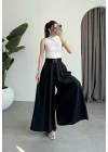 Premium Tensel Kemerli Siyah Etek Pantolon