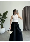 Premium Tensel Kemerli Siyah Etek Pantolon
