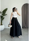 Premium Tensel Kemerli Siyah Etek Pantolon