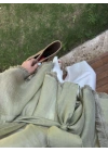 Püsküllü Kuşaklı Adaçayı Yeşili Kimono