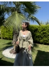 Püsküllü Kuşaklı Adaçayı Yeşili Kimono