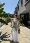 Püsküllü Kuşaklı Adaçayı Yeşili Kimono