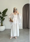 Püsküllü Kuşaklı Beyaz Kimono