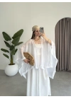 Püsküllü Kuşaklı Beyaz Kimono