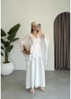 Püsküllü Kuşaklı Beyaz Kimono