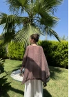 Püsküllü Kuşaklı Kahve Kimono