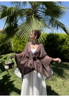 Püsküllü Kuşaklı Kahve Kimono