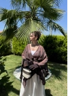 Püsküllü Kuşaklı Kahve Kimono