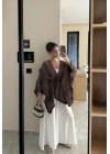 Püsküllü Kuşaklı Kahve Kimono