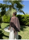 Püsküllü Kuşaklı Kahve Kimono