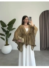 Püsküllü Kuşaklı Olive Kimono
