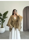 Püsküllü Kuşaklı Olive Kimono