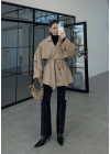 Rose Oversize Kuşaklı Camel Trençkot