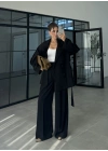 Rose Oversize Kuşaklı Siyah Trençkot