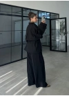 Rose Oversize Kuşaklı Siyah Trençkot