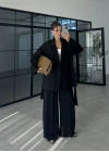 Rose Oversize Kuşaklı Siyah Trençkot