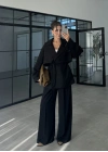 Rose Oversize Kuşaklı Siyah Trençkot