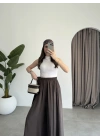 Rove Tensel Beli Lastikli Kahve Etek Pantolon