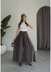 Rove Tensel Beli Lastikli Kahve Etek Pantolon