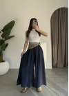 Rove Tensel Beli Lastikli Lacivert Etek Pantolon