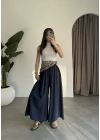 Rove Tensel Beli Lastikli Lacivert Etek Pantolon