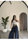 Rove Tensel Beli Lastikli Lacivert Etek Pantolon