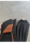 Rove Tensel Beli Lastikli Siyah Etek Pantolon