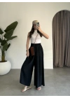 Rove Tensel Beli Lastikli Siyah Etek Pantolon