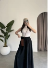 Rove Tensel Beli Lastikli Siyah Etek Pantolon