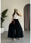 Rove Tensel Beli Lastikli Siyah Etek Pantolon