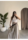 Rove Tensel Beli Lastikli Vizon Etek Pantolon