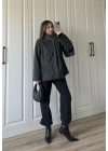 Şal Atkılı Antrasit Kaşe Ceket