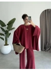 Salaş Yarasakol Bordo Keten Takım