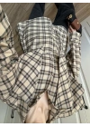 Şallı Ekose Kuşaklı Bej Gömlek