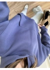 Şardonlu Oversize Mavi Sweatshirt