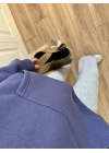 Şardonlu Oversize Mavi Sweatshirt