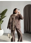 Saten Astarlı Şallı Kahve Ceket Takım