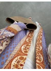 Saten İpek Desenli Kahve Kimono