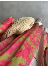 Saten İpek Desenli Pembe Kimono