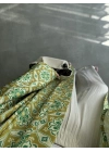 Saten İpek Desenli Yeşil Kimono