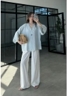 Sofi Tek Düğme Oversize Tensel Bebe Mavi Gömlek