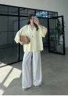 Sofi Tek Düğme Oversize Tensel Sarı Gömlek