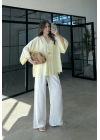 Sofi Tek Düğme Oversize Tensel Sarı Gömlek