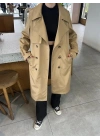 Stradi Model Camel Astarlı Uzun Trençkot