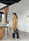 Stradi Model Camel Astarlı Uzun Trençkot