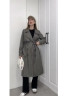 Stradi Model Gri Astarlı Uzun Trençkot