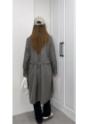 Stradi Model Gri Astarlı Uzun Trençkot