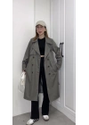 Stradi Model Gri Astarlı Uzun Trençkot