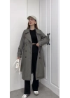 Stradi Model Gri Astarlı Uzun Trençkot