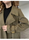 Stradi Model Haki Astarlı Uzun Trençkot